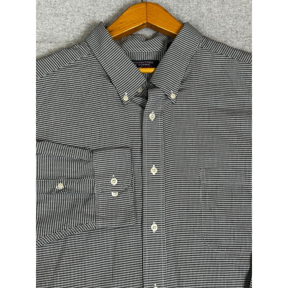 Roundtree & Yorke Button Down Shirt Mens 3XB Black White Houndstooth